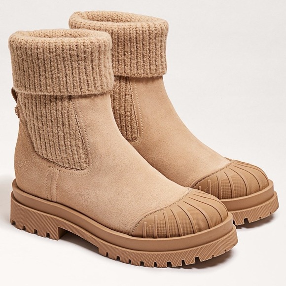 Sam Edelman Shoes - Sam Edelman Steele Knit Chelsea Boot Chunky Lug Sole Suede Leather Cozy Tan 10
